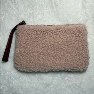 Pink Sherpa Makeup Bag